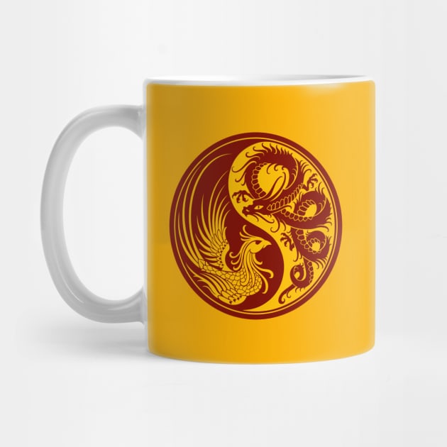 Yellow and Red Dragon Phoenix Yin Yang by jeffbartels